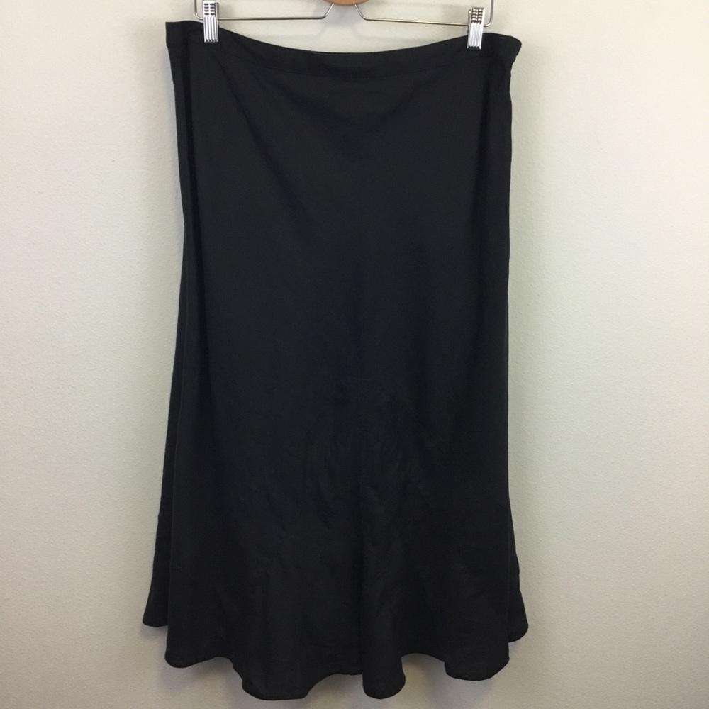 J. Jill Black Linen Maxi Bell Shaped Skirt -16 - Picture 1 of 8